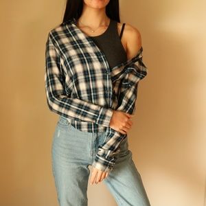 forever 21 navy and white flannel